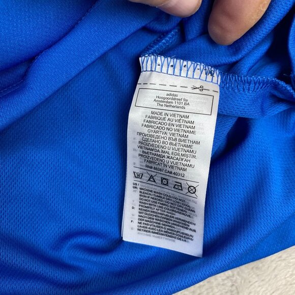 Adidas Mens Polo Shirt Medium Aeroready Climacool Short Sleeve Blue Athletic - Picture 6 of 10